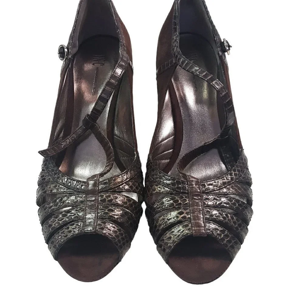 I-N-C PEEP TOE SUEDE PUMPS SIZE 8